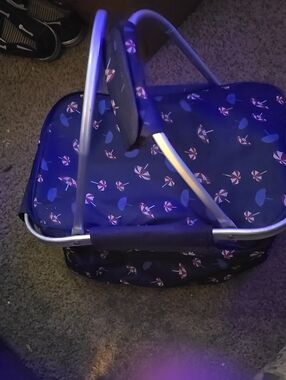 !!. Navy Beach Umbrella Pattern Collaspeable Picnic Bag